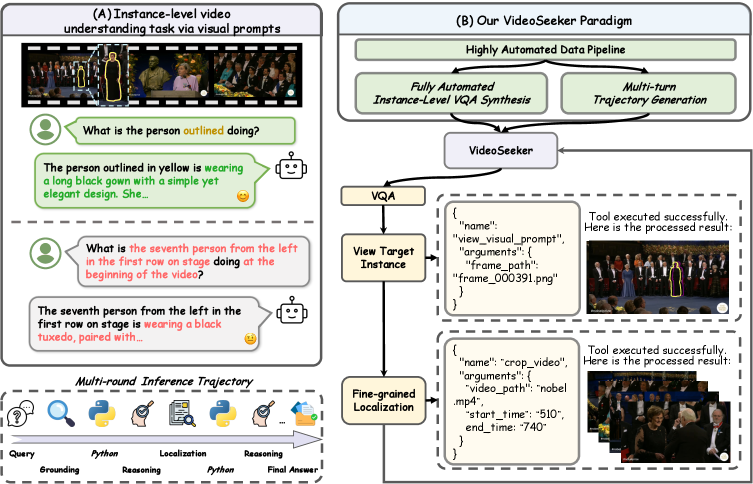VideoSeeker: Incentivizing Instance-level Video Understanding via Native Agentic Tool Invocation